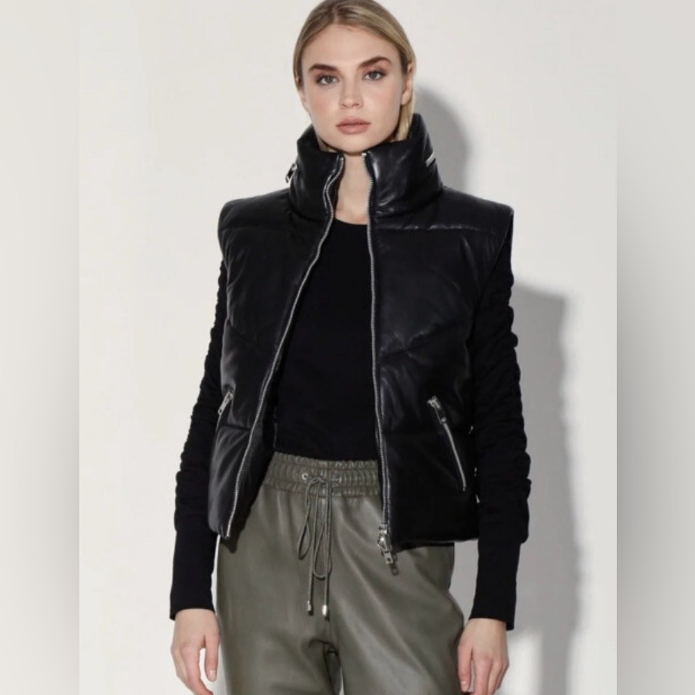 Walter Baker Landon Vest, Black - Puffer Leather Size M